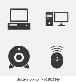 Digital Icons Set. Collection Of Broadcast, Computer Mouse, Personal Computer And Other Elements. Also Includes Symbols Such As Monitor, Camera, Broadcast.