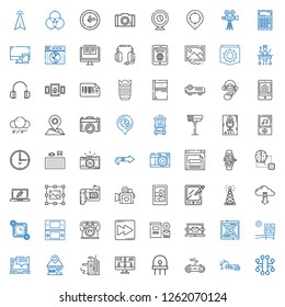 digital icons set. Collection of digital with electronic, earphone, gamepad, diode, monitor, motherboard, placeholder, laptop, signal, load time. Editable and scalable digital icons.
