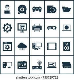 Digital Icons Set. Includes Icons Such As Programmer, Tab, Broadcast And Other.
