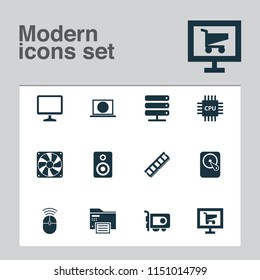 Digital icons set with internet, monitor, ram and other hdd elements. Isolated vector illustration digital icons.