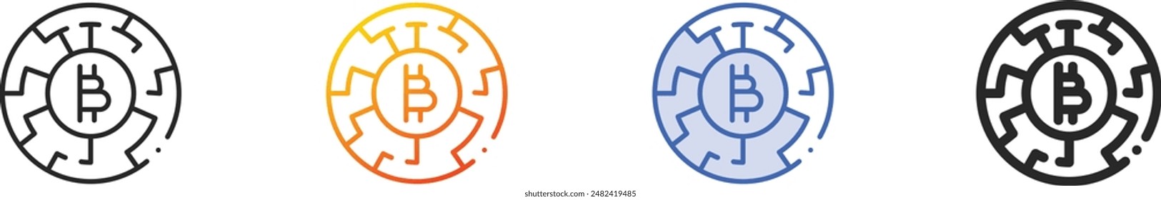 digital icon.Thin Linear, Gradient, Blue Stroke and bold Style Design Isolated On White Background