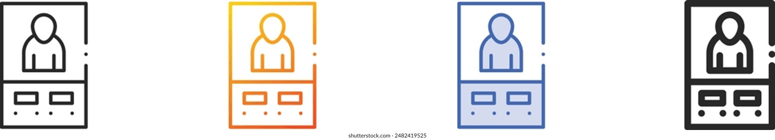 Icono digital.Diseño lineal delgado, degradado, trazo azul y estilo audaz aislado sobre fondo blanco