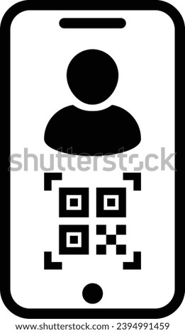 Digital id icon avatar with qr code for bio-metric identity in vector male user person profile symbol for in a glyph pictogram illustration