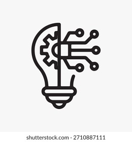 Icono de la idea digital y de la innovación: Tecnología, ingeniería, y solución creativa.