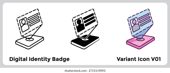 La Insignia de Identidad Digital verifica a los miembros del equipo para una colaboración segura. Línea, Relleno, Estilo de color.
