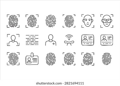 Digital Identity And Biometric Authentication Icons For Cybersecurity Graphics