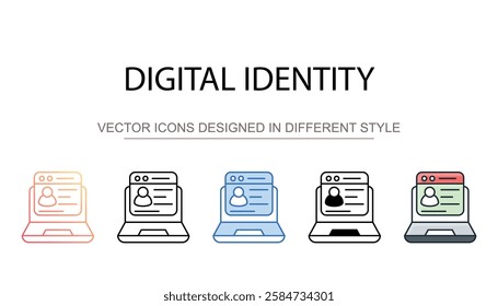 Digital Identity icon design with white background stock illustration