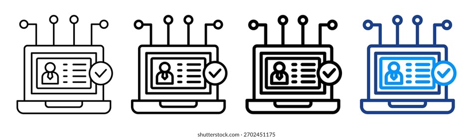 Digital Identity Icon Different Outline Collection Set