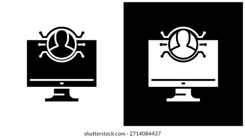 Icono de identidad digital en fondo blanco y negro