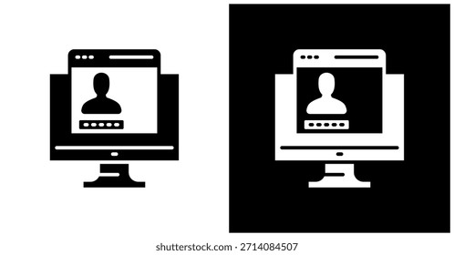 Icono de identidad digital en fondo blanco y negro
