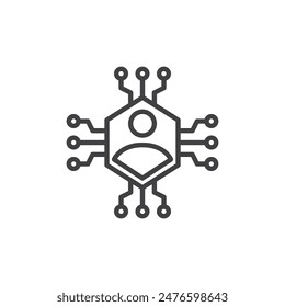 Digital Identity line icon. linear style sign for mobile concept and web design. User profile with binary code outline vector icon. Symbol, logo illustration. Vector graphics