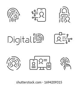 Digital identity logo line icons