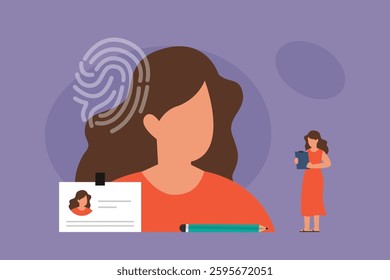 Digital Identity and Personal Identification Concept - Biometric Security and Authentication 2d flat vector illustrations