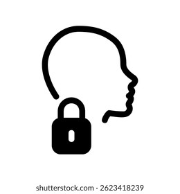 Digital Identity Security Symbol Featuring Head and Lock