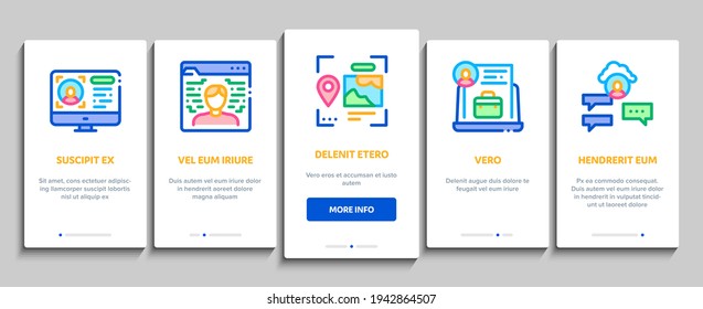 Digital Identity User Onboarding Mobile App Page Screen Vector. Electronic Signature And Face Scanning, Eye And Finger Print Identity For Access Illustrations