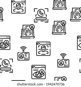 Digital Identity User Seamless Pattern Vector Thin Line. Illustrations