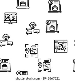 Digital Identity User Seamless Pattern Vector Thin Line. Illustrations