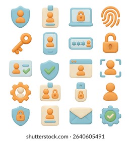 Digital Identity Vector 3D Icon Set 