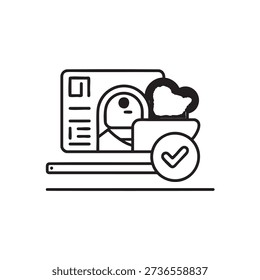 Verificação de identidade digital com checkmark e cloud