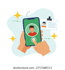 Digital Identity Verification Process On Smartphone Screen flat design vector empty state ui for Secure Profile Access