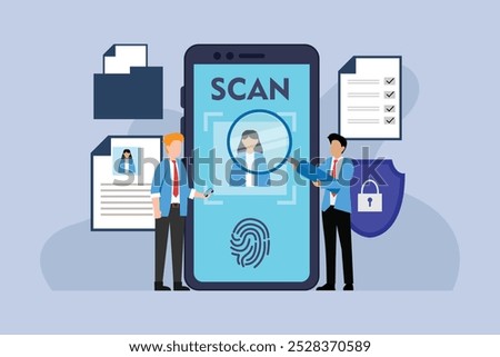 Digital Identity Verification and Security 2d flat vector illustration