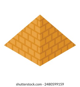 Digital illustration of a 3d orange brick pyramid in isometric view on a white background