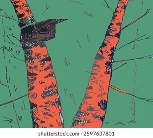 Its a digital illustration about birds nest