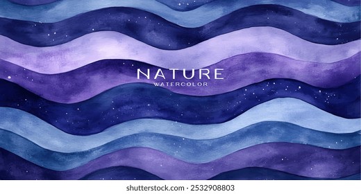 A digital illustration of an abstract background with wavy lines and speckles in shades of blue and purple.