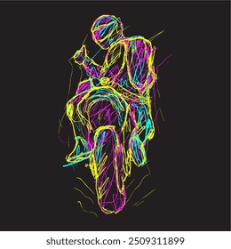 ilustração digital abstrata rabiscar arte design inspirado no esporte motor