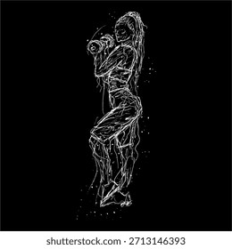 ilustração digital abstrata rabiscar arte dumbbel pose
