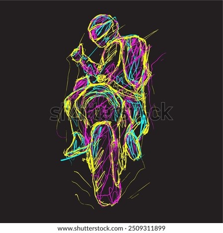 digital illustration abstract scribble art design inspired by motor sport