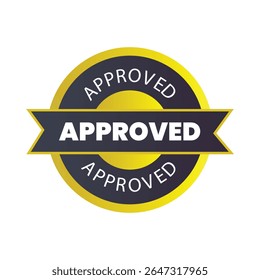 a digital illustration of an Approved badge or seal. The overall composition is a circular emblem with a banner across the center.