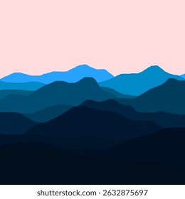digital illustration background of mountain scenery at dawn which is still dark