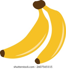 A digital illustration of a banana with a smooth, curved shape and a vibrant yellow color. The banana features a slightly darker tip and a subtle highlight, giving it a fresh and appealing look. This 