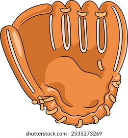 Digital illustration of a baseball glove. Cartoon style catcher's glove. Clipart of a glove. outline