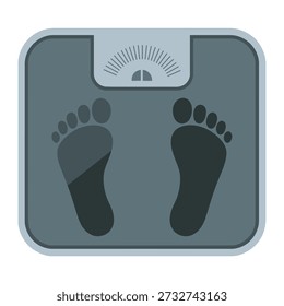 Digital illustration of a bathroom scale with two feet on it icon
