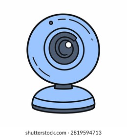 A digital illustration of a blue security camera used for surveillance and monitoring purposes in various environments.