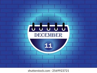 A digital illustration of a calendar page showing December 11th. The calendar is depicted against a background of blue bricks, creating a visually appealing contrast.