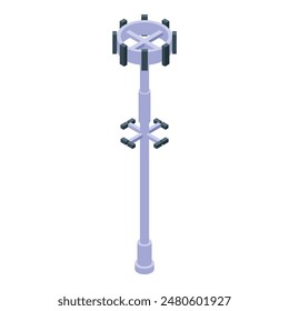 Digital illustration of a cell tower in an isometric design, suitable for telecommunications themes