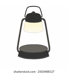 Digital illustration of a classic vintage lantern with a soft glow, symbolizing warmth, guidance, and tradition. Perfect for themes of nostalgia, camping, or cozy atmospheres.