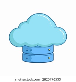 A digital illustration of a cloud connected to a database, representing cloud computing, data storage, and technology infrastructure.