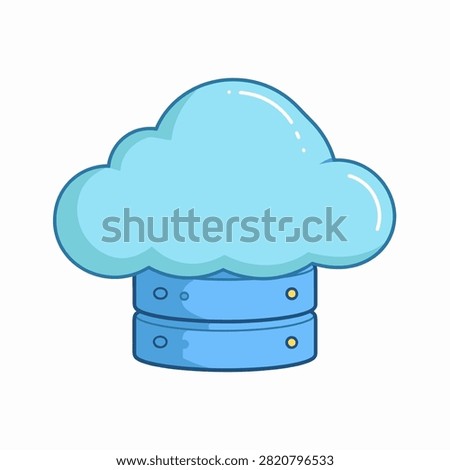 A digital illustration of a cloud connected to a database, representing cloud computing, data storage, and technology infrastructure.