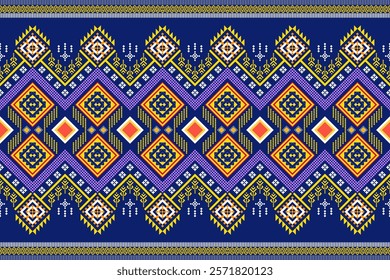 A digital illustration of a colorful geometric pattern. The design features a mix of geometric shapes and floral motifs,