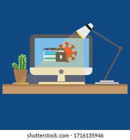 Vector de ilustración: Fraude de estafa de phishing durante la pandemia de Covid 19. Estafa del paquete de estímulo de hackers. 