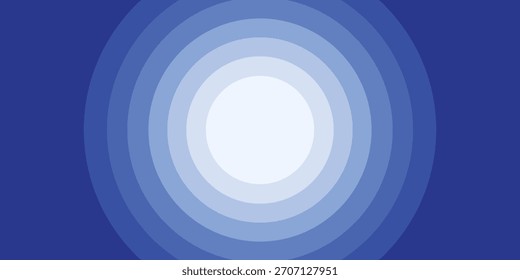 Uma ilustração digital de círculos concêntricos criando um efeito de túnel com um gradiente de tons azuis do escuro para o claro.