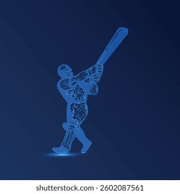 Digital illustration of a cricket player