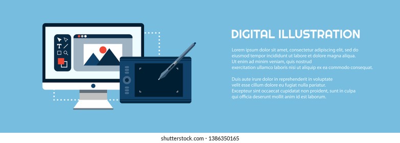 Digital illustration and design. Digital art, design, cg, computer graphic. Drawing software, graphic tab, concept art.