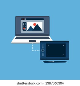 Digital illustration and design, graphic tablet. Digital art, design, cg, computer graphic. Drawing software, concept art.