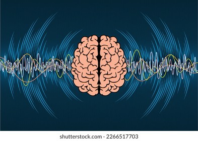 Eine digitale Illustration verschiedener Arten von Wellenformen, die durch Gehirnaktivität erzeugt werden. Muster menschlicher Hirnwellen