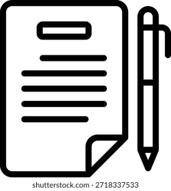 Eine digitale Illustration eines Dokuments mit einem Stift, geeignet für Tutorials, Schulungen und Inhalte zum Thema Büro.